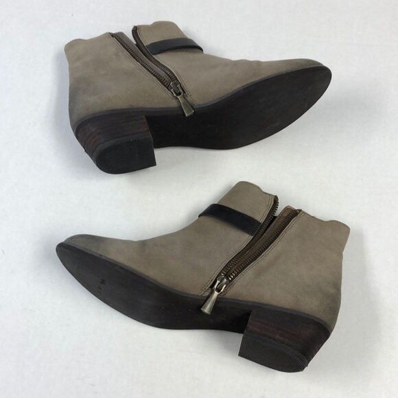 BP Leather Block Heel Ankle Boot Bootie Women's Size 7.5 Taupe Shoe Shootie NEW - Picture 3 of 12